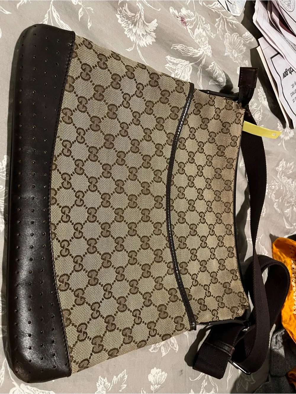 Gucci Beige and Brown GG Canvas Crossbody Bag